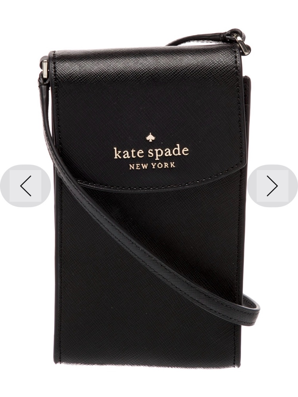 kate spade Black Crossbody Phone Pouch with Gold Logo
